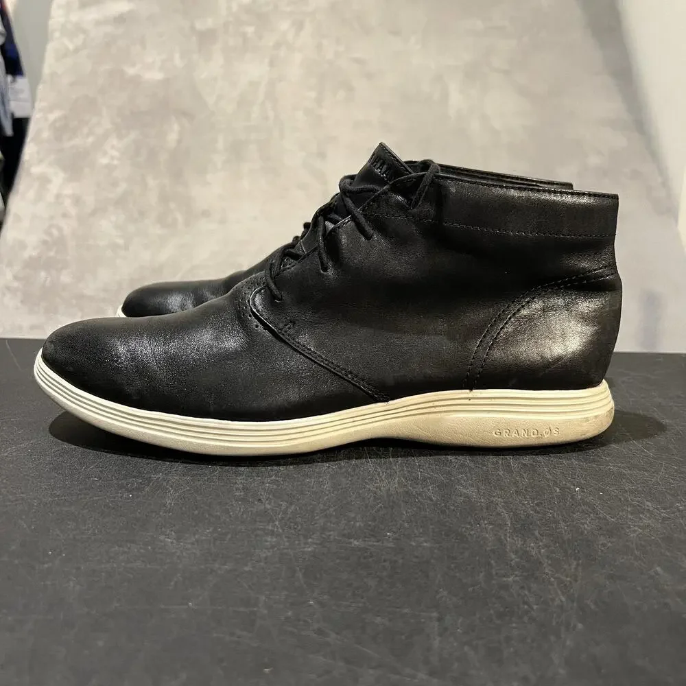 Cole Haan Grand Tour Chukka Boots Mens 11 Black Leather Grand.OS Lace Up C31366